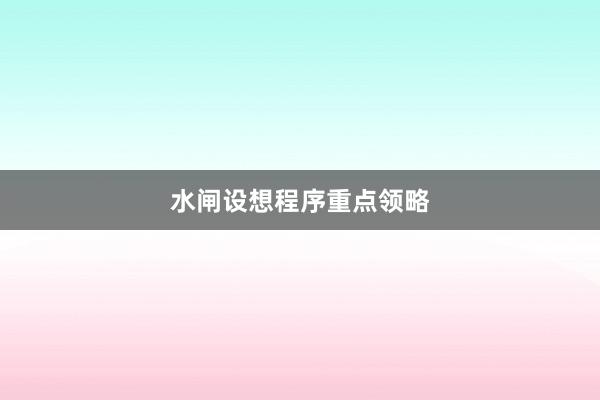 水闸设想程序重点领略