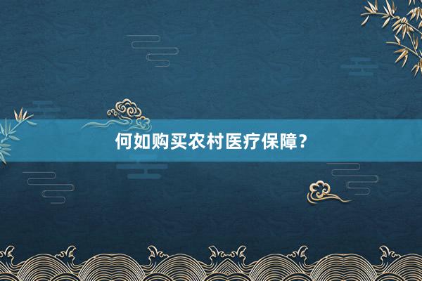 何如购买农村医疗保障？